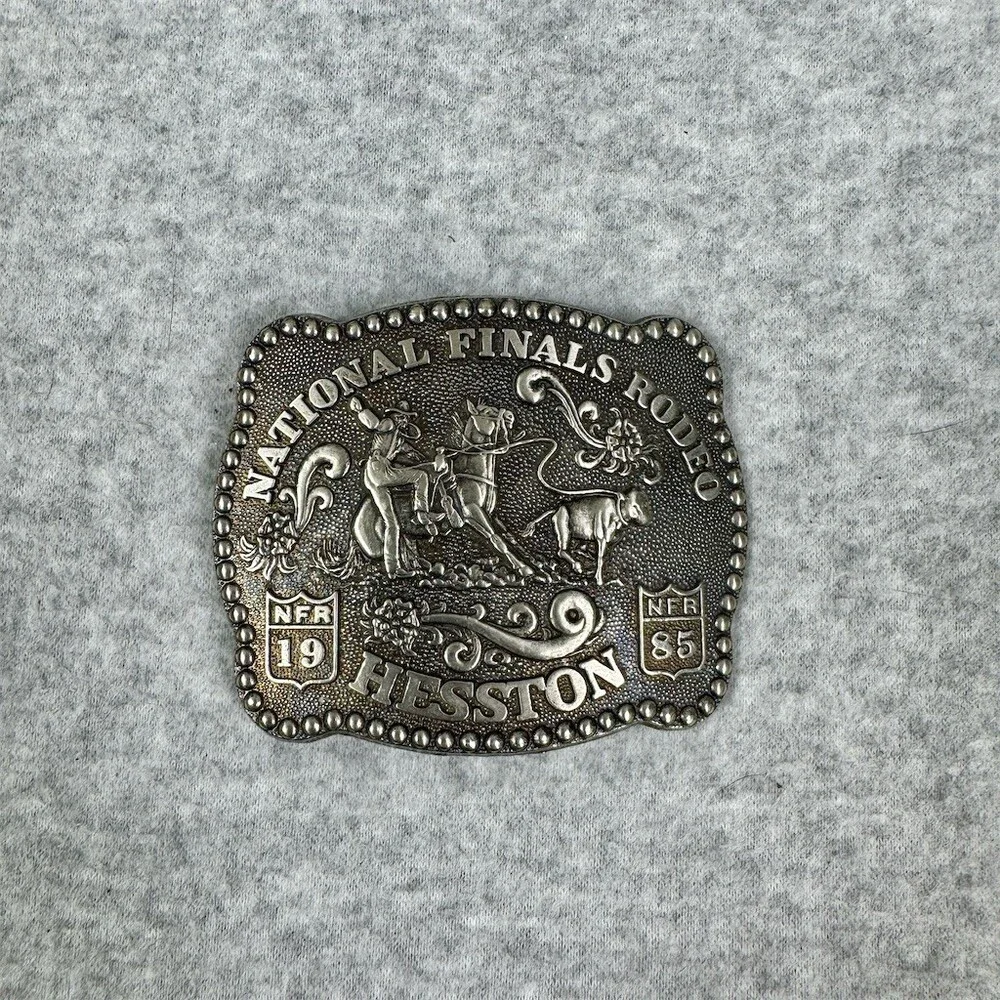 1985 Hesston NFR Calf Roping Tie-Down Roping Commemorative Belt Buckle